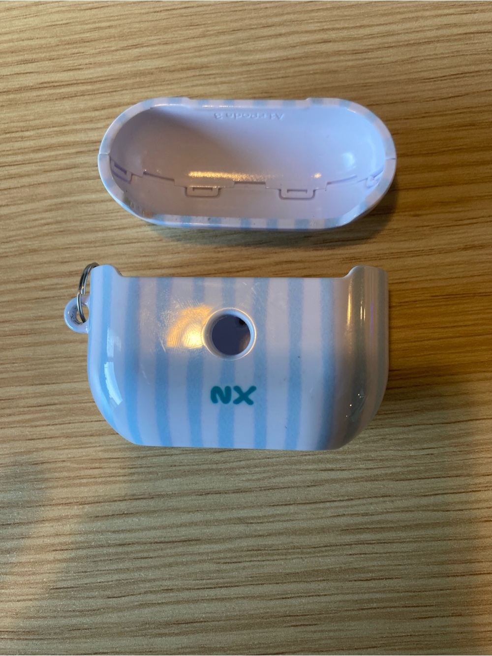 Curious George AirPods Case Cover in Light Blue Stripes - Picture 2 of 5